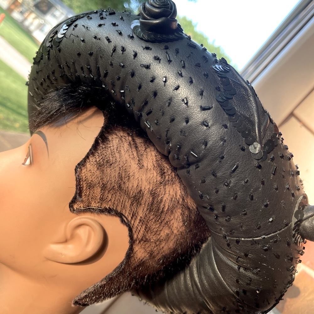 Vintage leather halo hat